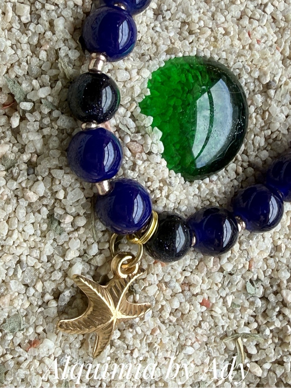 SANDSTONE Blue and gold starfish Beaded Bracelet - Picture 2 of 2